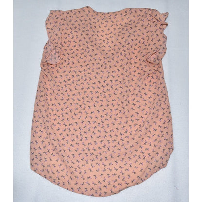 Sweet Rain Top Peach and purple flowers - Sleeveless Blouse - Size S
