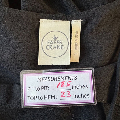 Paper Crane Tank Top Sz L Black Layered Spaghetti Straps