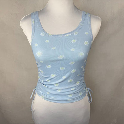 Princess Polly XX Blue Daisy Print Mesh Crop Top Women's Size 4