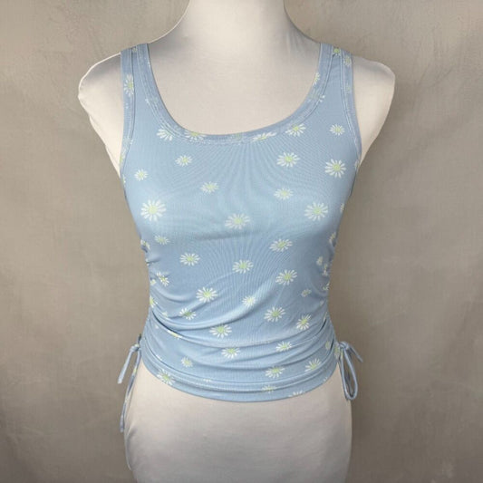 Princess Polly XX Blue Daisy Print Mesh Crop Top Women's Size 4