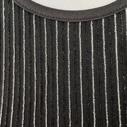 Unbranded Women Tank Top Sz S Black Ribbed metallic silver and black thread