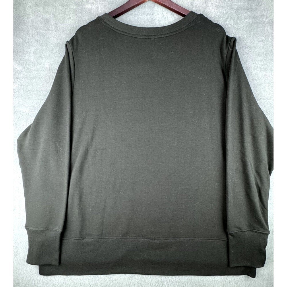 Mondetta Top Sz XXL Black Brushed Tunic Dropped Shoulder Long Sleeve Side Slits
