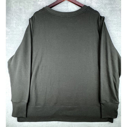 Mondetta Top Sz XXL Black Brushed Tunic Dropped Shoulder Long Sleeve Side Slits