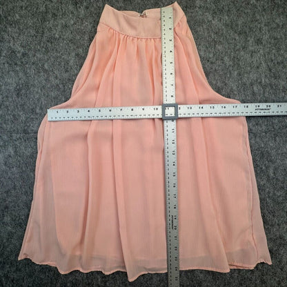 Hengrui Top Sz S Peach Lined Halter Neck Sleeveless Hook Eye Closure Flowy