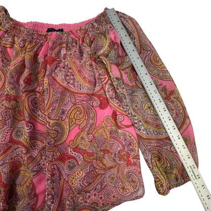 Tommy Hilfiger Women's Blouse Sz M Chiffon Lined Paisley Long Sleeves