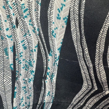 W118 by Walter Baker Top Sz L Black Gray Green Print Round Neck Cap Sleeve