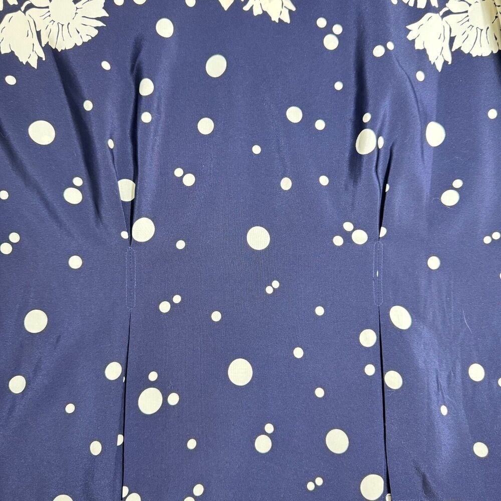 Laura & Jayne Vintage Blouse Sz 10 Blue White Flowers Polka Dots Pleated