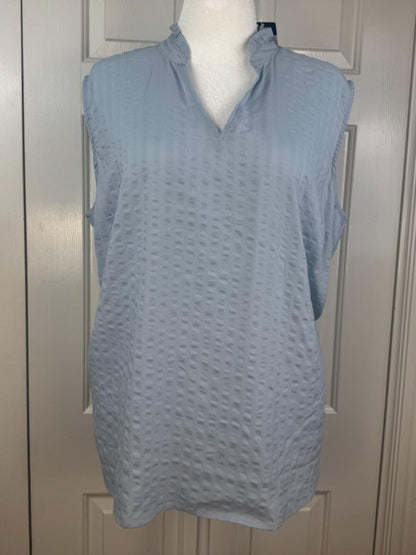 NWT Modern Ambition Blue Sleeveless Textured Blouse XXL B2253