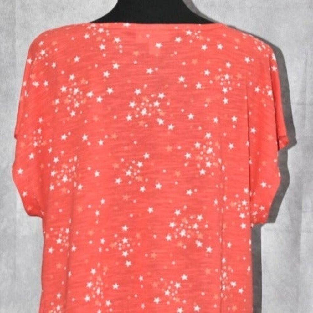 Style & Co Top Women Sz 1X Red with White Orange Stars Front Knot sleeveless