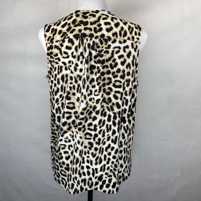 Vince Camuto Top Sz S Beige Black Leopard Print V-Neck Sleeveless
