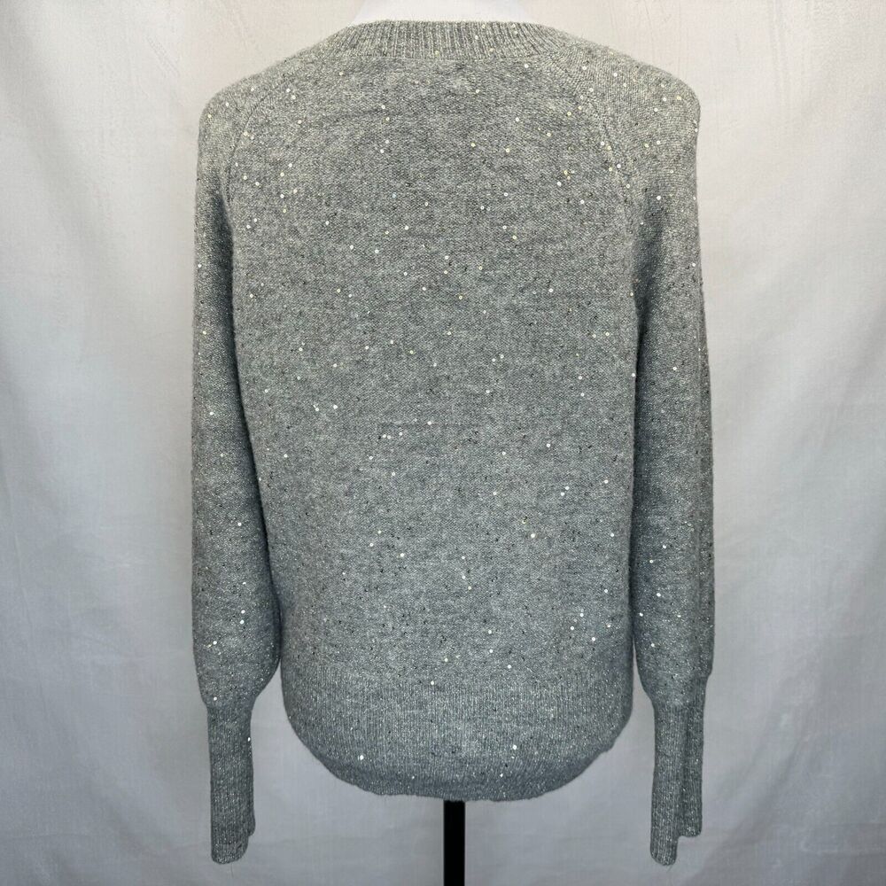 Lauren Conrad Women Sz M  Sequin Knit Pullover Boat Neck Long Sleeve Gray