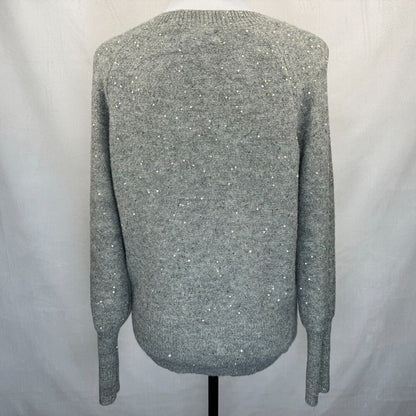 Lauren Conrad Women Sz M  Sequin Knit Pullover Boat Neck Long Sleeve Gray