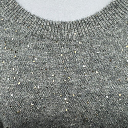 Lauren Conrad Women Sz M  Sequin Knit Pullover Boat Neck Long Sleeve Gray