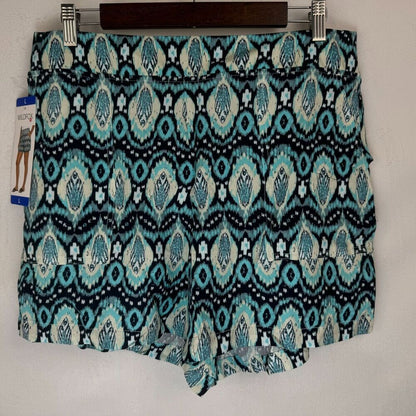 Wildfox Women Relaxed Fit Pull-On Shorts Sz L Blue Multicolor Pockets