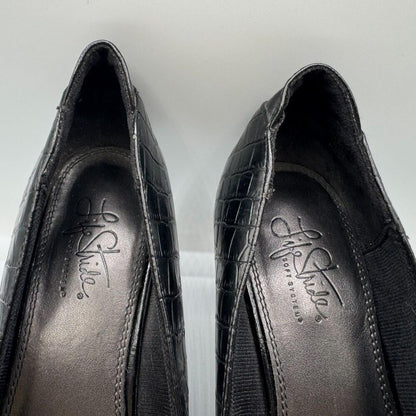 Life Stride Soft System Women's Shoes Sz 9 Black Faux Reptile Pumps 3" Heels