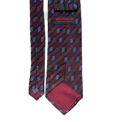 Emilio Romano Red Blue Green Abstract 100% Italian Silk Necktie
