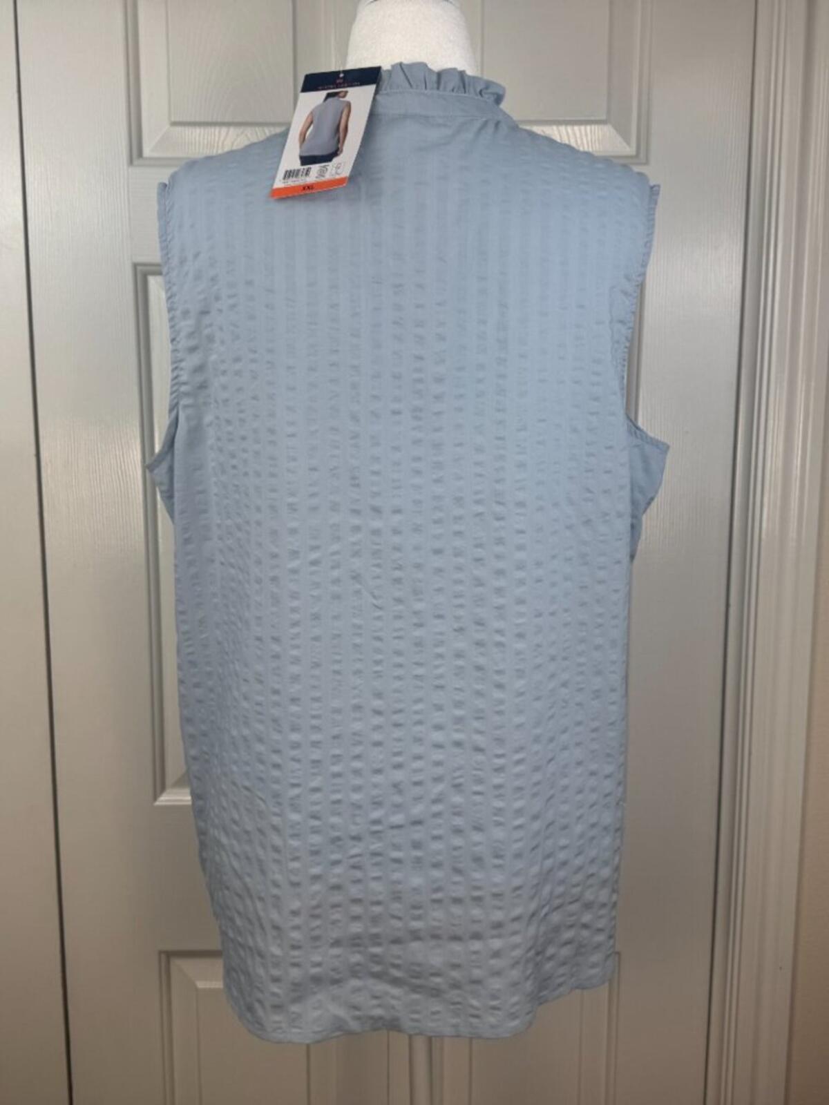 NWT Modern Ambition Blue Sleeveless Textured Blouse XXL B2253