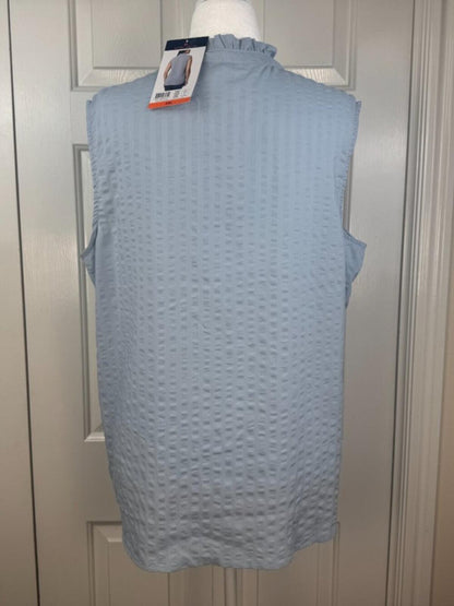 NWT Modern Ambition Blue Sleeveless Textured Blouse XXL B2253