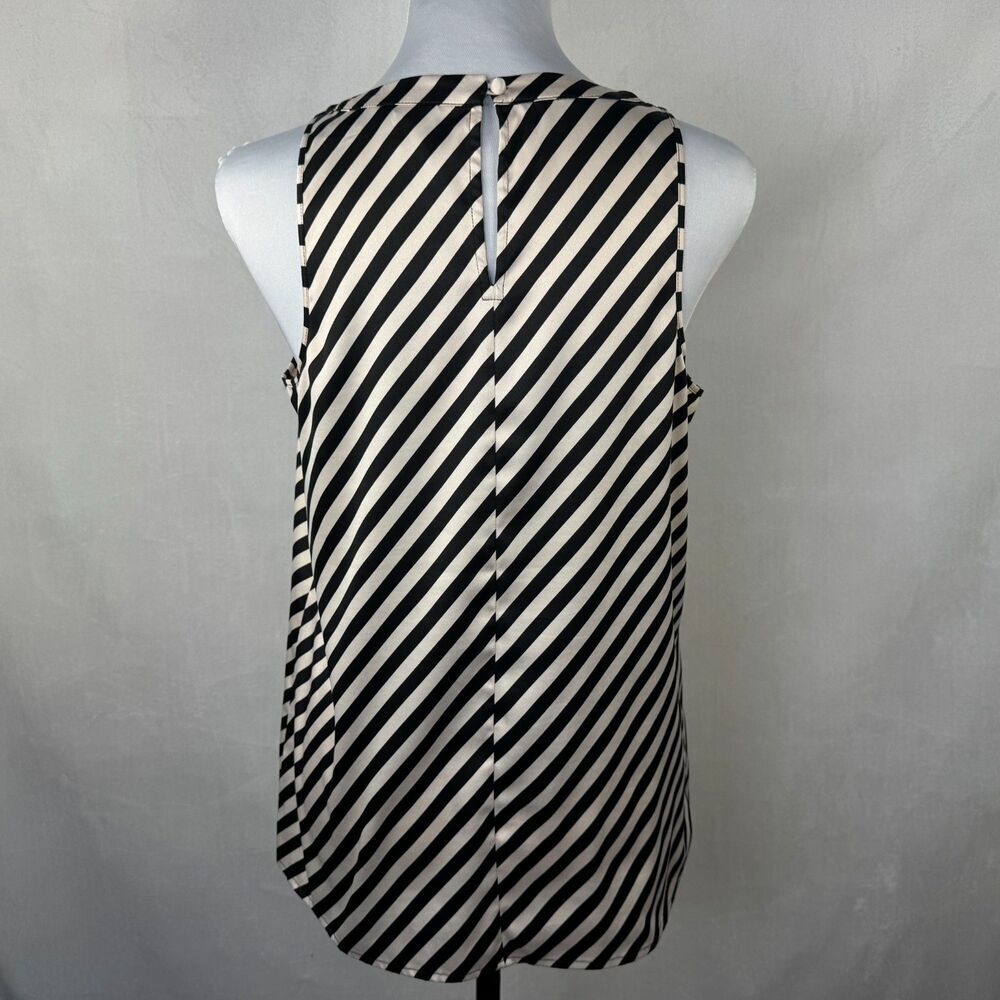 The Limited Women Top Size M Satin Striped Round Pleat Collar Sleeveless