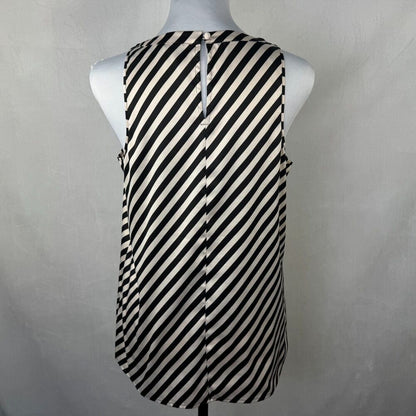 The Limited Women Top Size M Satin Striped Round Pleat Collar Sleeveless