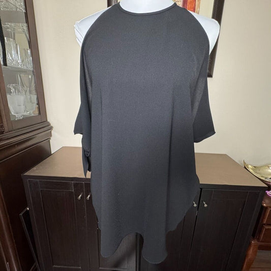 Wilfred Top Sz M Black Halter Cold Shoulder Knot Back Keyhole