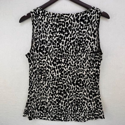 Calvin Klein Ladies Top Sz S Animal print Cowl Neck Sleeveless White and Black