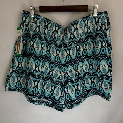 Wildfox Women Sz XL Relaxed Fit Pull-On Shorts Green Multicolor Pockets