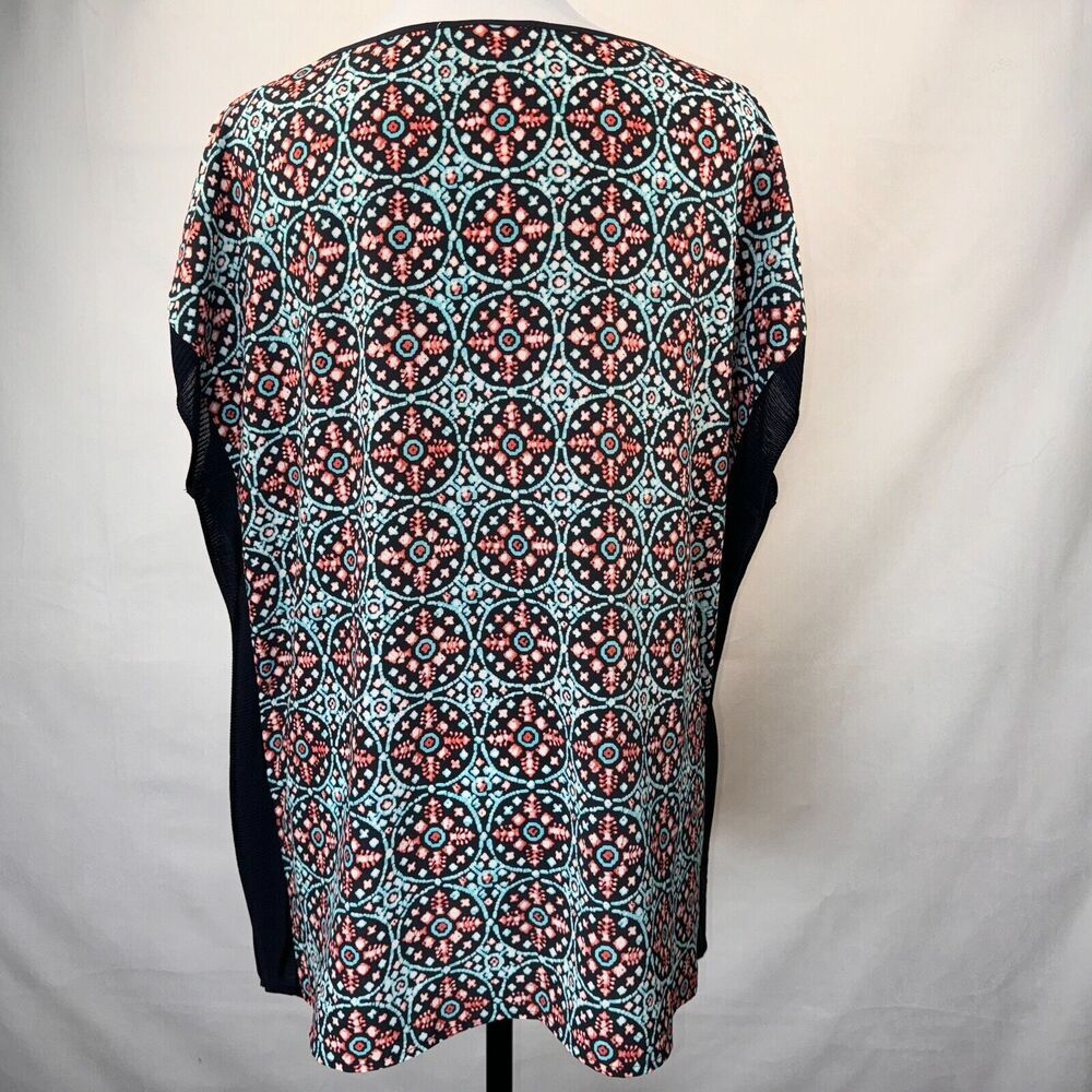 Michael Kors Ladies Blouse Sz M Multicolor Boat Neck Sleeveless solid knit trim