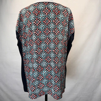 Michael Kors Ladies Blouse Sz M Multicolor Boat Neck Sleeveless solid knit trim
