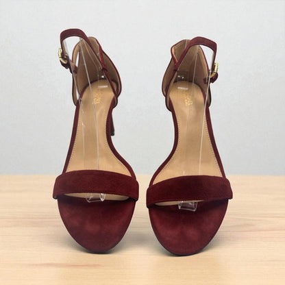 Michael Kors Sz 8.5 Red Suede Stiletto Sandals Strappy High Heel Dressy