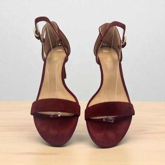 Michael Kors Sz 8.5 Red Suede Stiletto Sandals Strappy High Heel Dressy