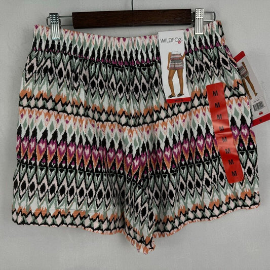 Wildfox Woment Pull On Shorts Sz M Orange Multicolor Pockets Tribal Print