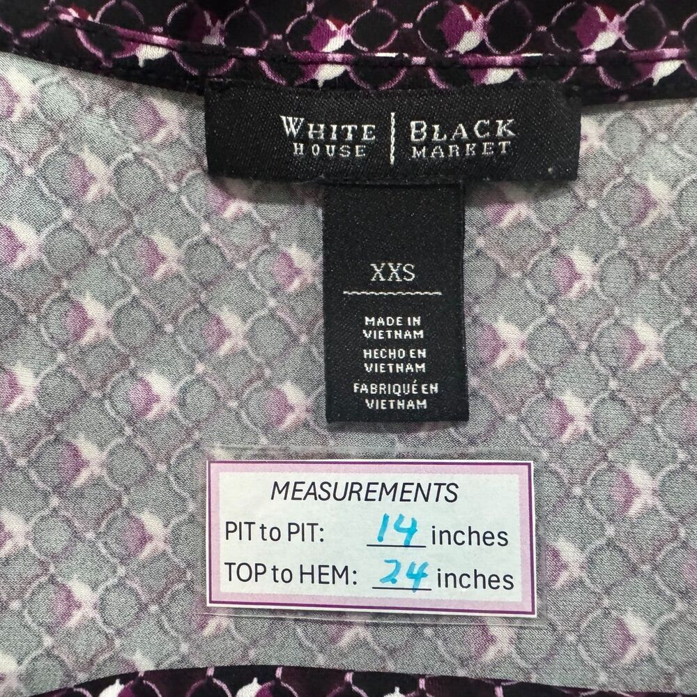 White House Black Market Women Sz XXS Top Square Cowl Neckline Pleated Shoulder