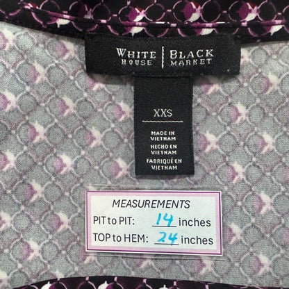 White House Black Market Women Sz XXS Top Square Cowl Neckline Pleated Shoulder