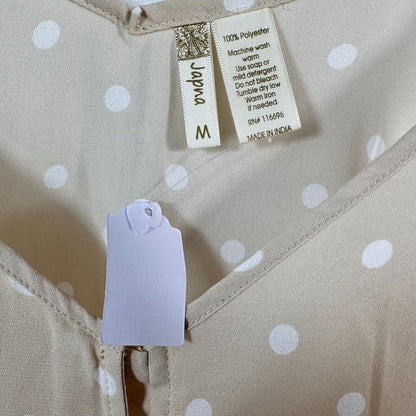 Japna Ladies Camisole Size M Beige Polka dots Button Front V Neck