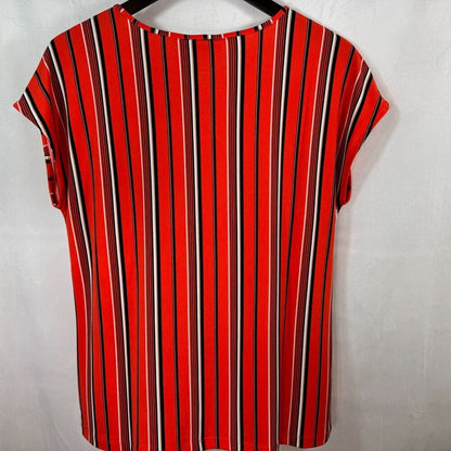 Liz Claiborne Ladies Blouse Sz S Career Vertical Stripe Cap Sleeve