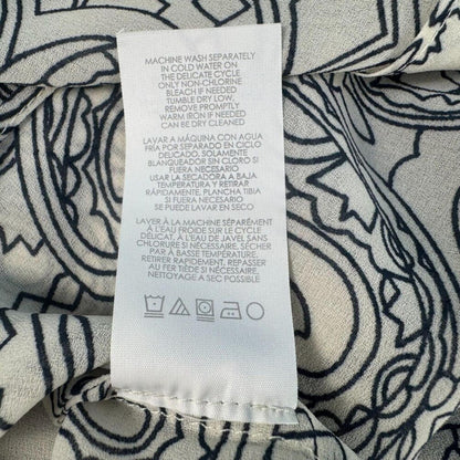 CAbi Scrollwork Tunic Blouse Women Sz S Ivory Semi Sheer Sleeveless VNeck