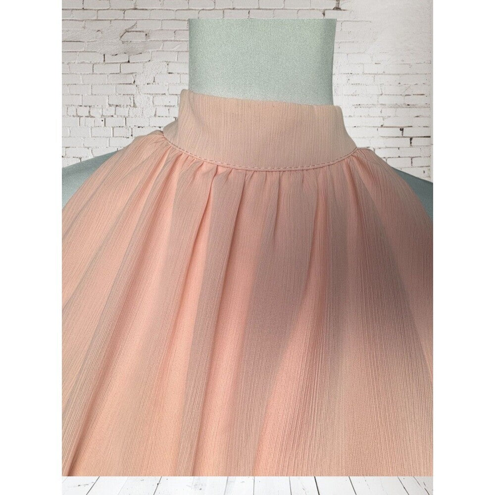 Hengrui Top Sz S Peach Lined Halter Neck Sleeveless Hook Eye Closure Flowy