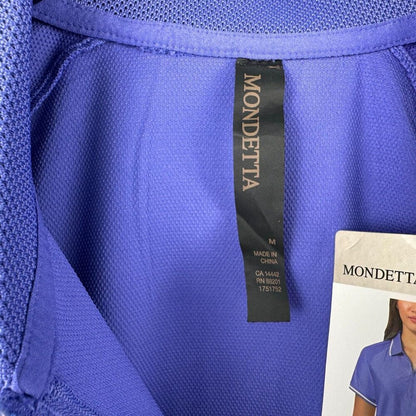 Mondetta Polo Sz M Women Active 1/4-Zip Blue Short Sleeve Mesh Shirt