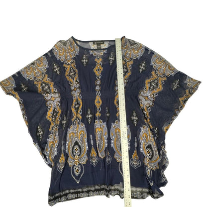 INC International Concepts S Blue Mesh Tunic Top NWT 2 Pc Lined Batwing Boho