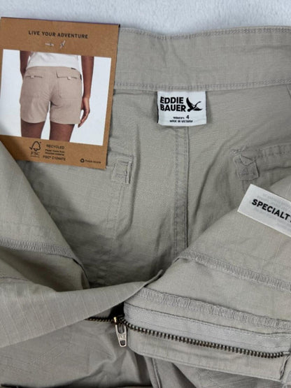 NWT Eddie Bauer Women's Ripstop Shorts Size 4 Beige Outdoor Hiking Travel B2246