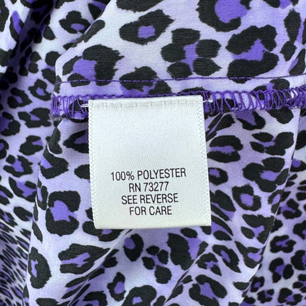 Dana Buchman Top Women Sz L Purple animal print sleeveless slight V-Neck clasp