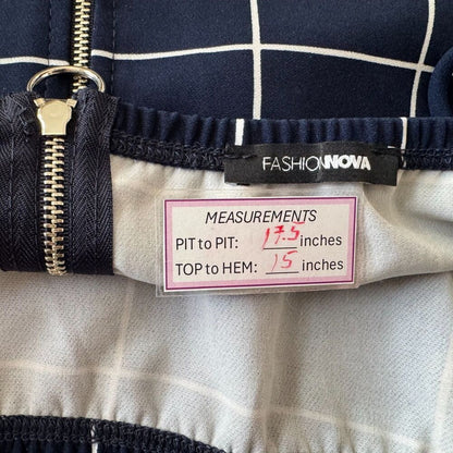 Fashion Nova Women Sz 1XL Plaid Crop Top Navy Plaid