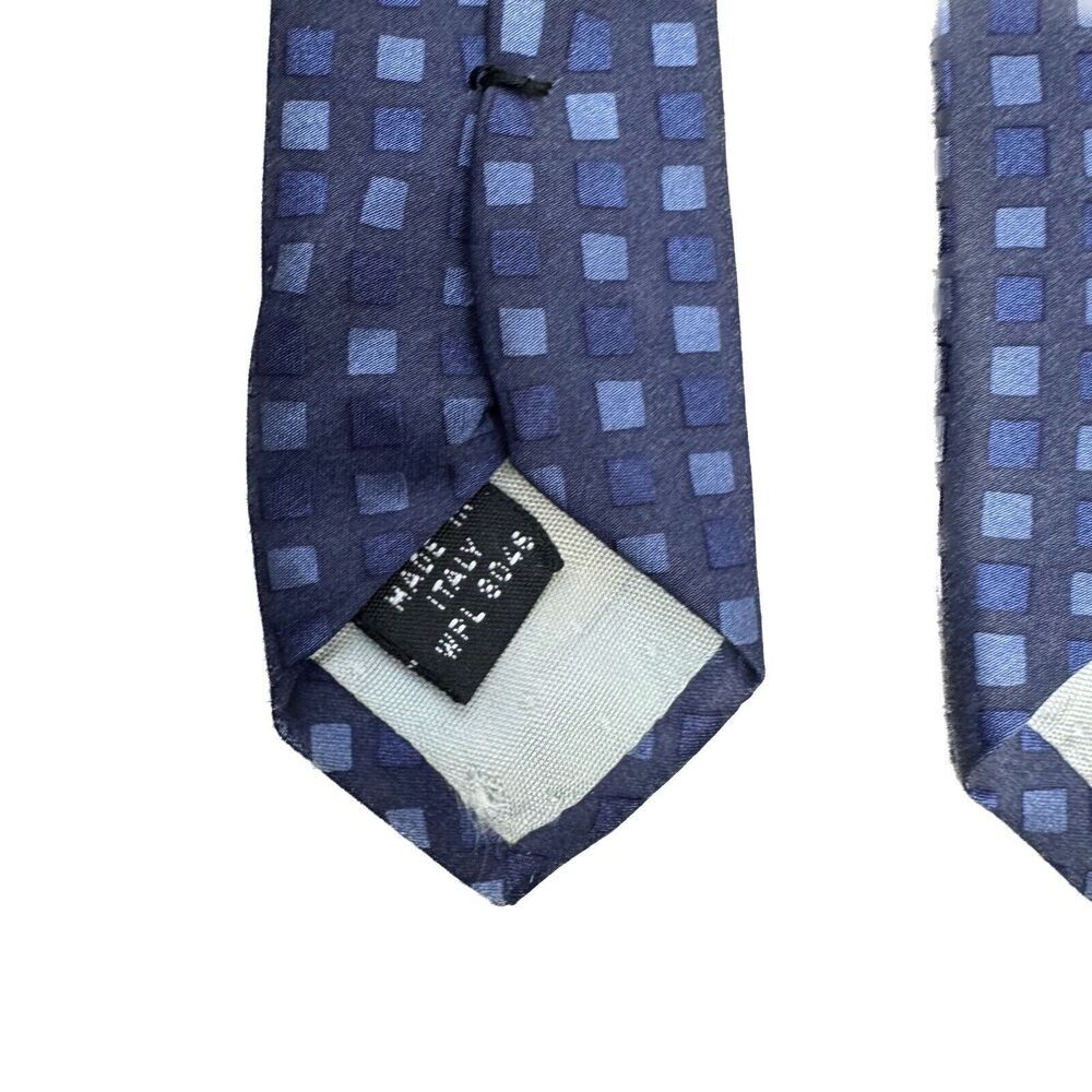 Alfani 100% Silk Men’s Neck Tie Blue Hand Made Geometric Print