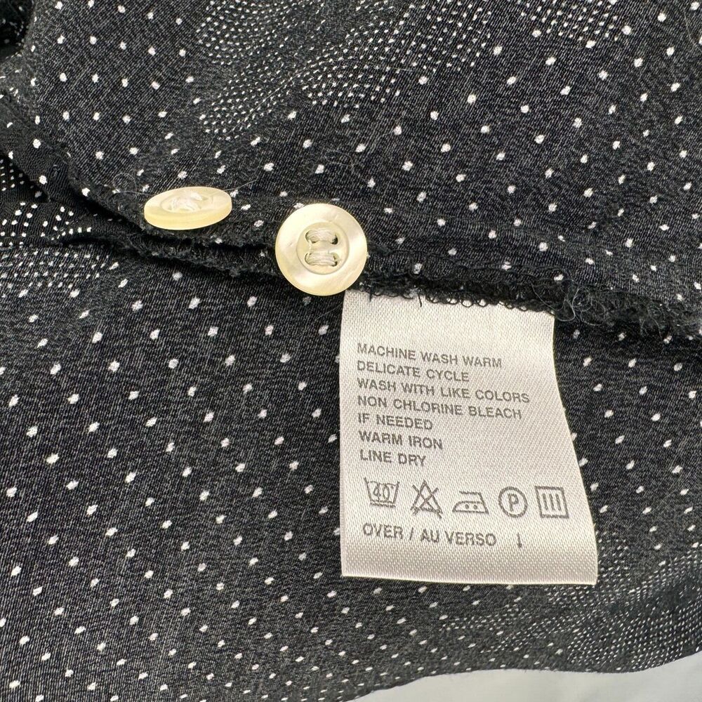 Liz Claiborne Sport Sz M Button-up Short Sleeve Blouse Floral & White Polka Dots