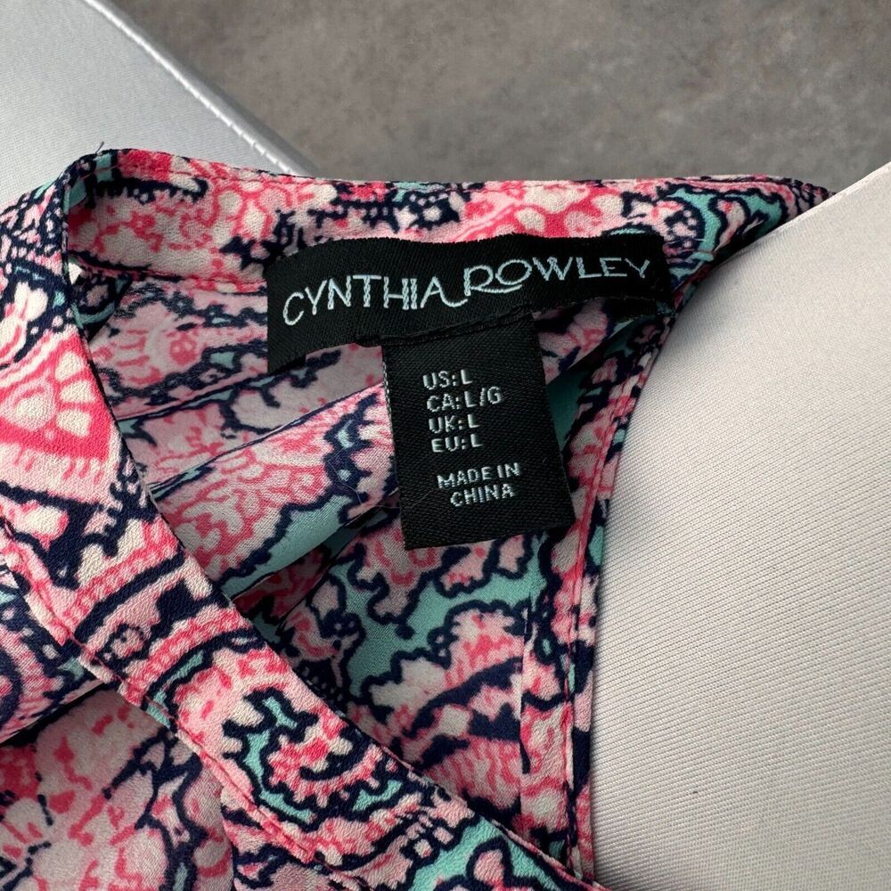 Cynthia Rowley Halter top Sz L Multicolor Paisley print, front keyhole