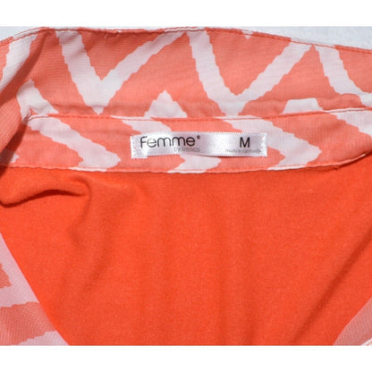 Femme by Tresics Sleeveless Geometric print Orange Blouse Stretch - Size Medium