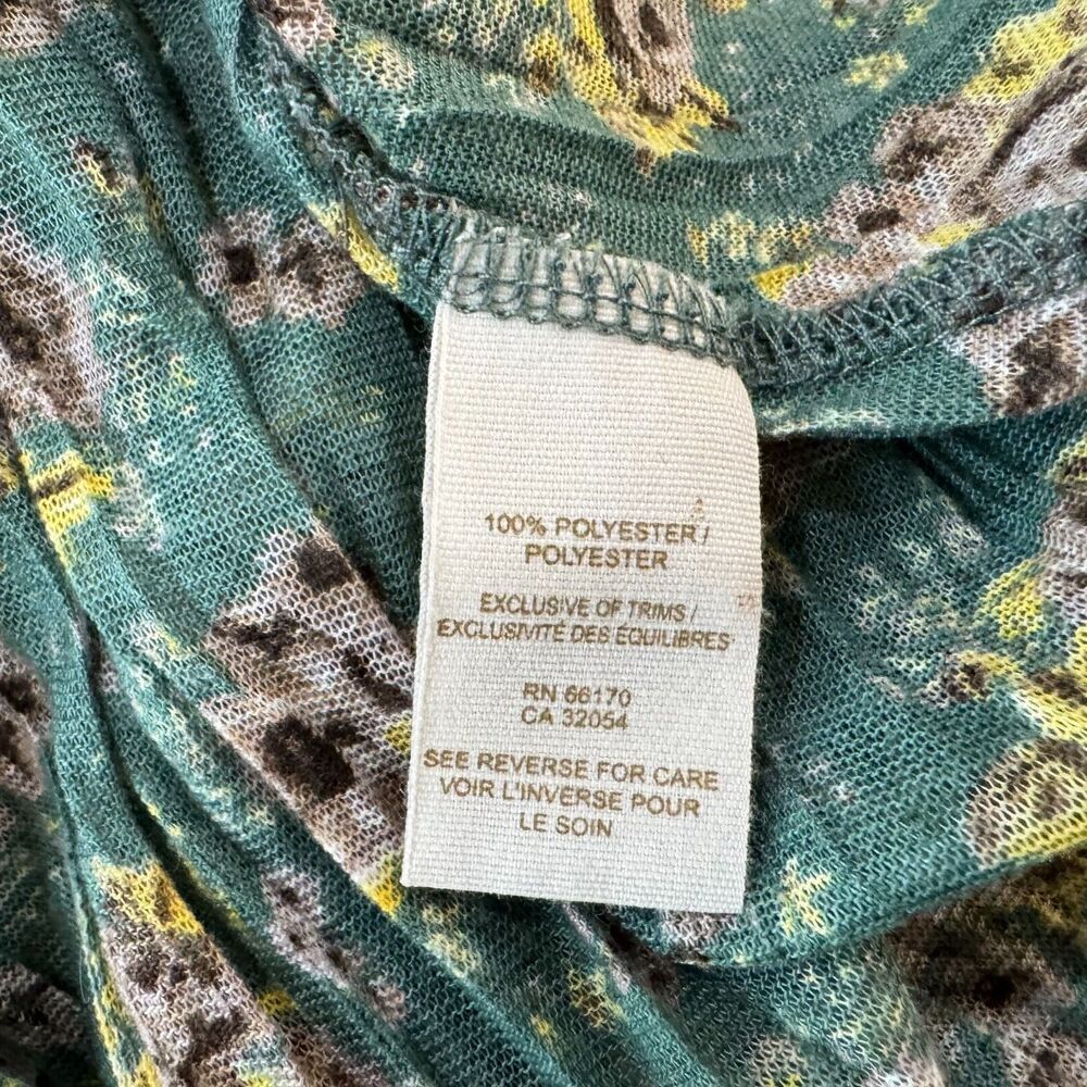 Free People Women Sz XS Floral Green Scoop Neck Stretch Racerback Tank