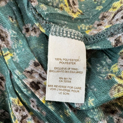 Free People Women Sz XS Floral Green Scoop Neck Stretch Racerback Tank