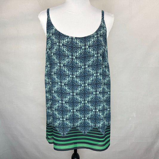 CAbi Tank Top Sz M Multicolor Border Stripe Lined Spaghetti Straps